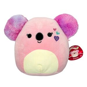 Squishmallows Kaelea Koala 8” Pink Purple Hearts Valentine Plush Toy Gift New